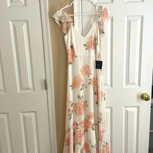 Lulus White Floral Maxi Dress- Never Worn